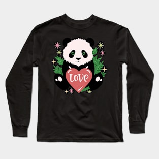 Cute Baby Panda Lover Gift Valentines Day Long Sleeve T-Shirt